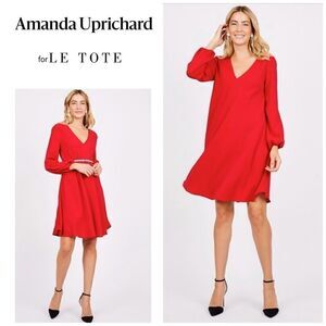 AMANDA UPRICHARD red balloon sleeve dress. NWOT